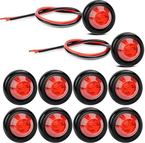 Gebildet 10pcs Rotonde LED Luci di Posizione Laterali, Luci di Posizione o d’ingombro per la Parte Frontale,per Auto e Camion(Rosso)