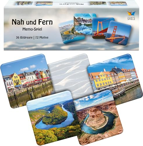 Starnberger Spiele - Nah und Fern - Memospiel für Erwachsene und Kinder | Kartenspiel mit 72 Karten ab 6 Jahre - Memo Spiel Geschenk - Reise um die Welt
