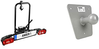EUFAB 11559 Fahrradträger AMBER 1, für E-Bikes geeignet + EUFAB 16412 Universal Wandhalterung für Fahrradträger