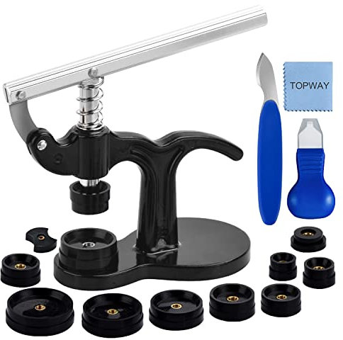 Watch Back Case Press Tool: Professional Watch Battery Replacement Kit 16PCS Repair Tool for Size 18 to 50mm with Case Open Pry