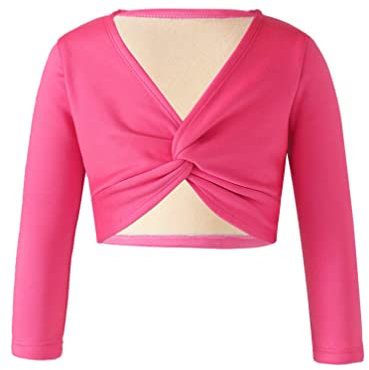 MSemis Chaqueta Cruzada de Danza Ballet para Niña Cárdigan Elegante de Danza Clásica Top Manga Larga de Yoga Gimnasia Disfraz Bailarina Niña S Fucsia 15-16 años