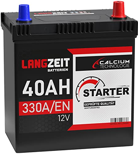 LANGZEIT ASIA Autobatterie 40Ah 12V Batterie Plus-Pol Rechts 35Ah 36Ah 38Ah