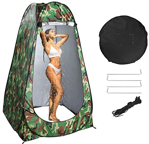 Vinteky Duschzelt, zusammenklappbar, Pop-Up, Umkleidekabine, Toilette, Kleidung, tragbar, privates Zelt, Dusche, Camping, Schuppen im Freien, Innen (Camouflage)