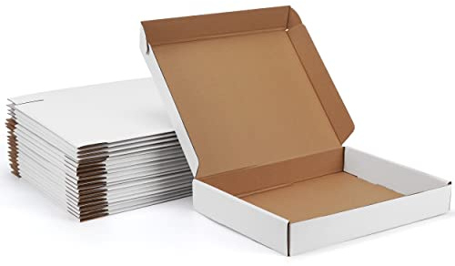 EYMPEU 33 x 25 x 5 cm fraktlådor uppsättning med 20 vita korrugerade kartonglådor för förpackning, småföretag, litteratur, brevpapper