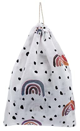 hutch&putch 2X Pucktuch Bio Baumwolle 60x60cm im Beutel - Spucktuch Baby - Mulltuch 100% Baumwolle - Musselin Wickeltuch - Kuscheltuch saugstark, extra weich mit Regenbogen-Motiv