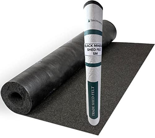 Standard Grade Shed Roof Felt Black Mineral 16.4 x 3.2ft (5m x 1m) - Durable, Long-Lasting Heavy-Duty Roofing Felt, Weatherproof Roof Covering for Summerhouses, Sheds, Kennels