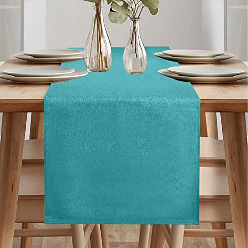 Tischläufer Modern, Wasserdicht, Läufer Tisch, Frühling Grün für Draussen, Balkon, Drinnen Party Dekoration (Türkis, 40 x 140 cm)