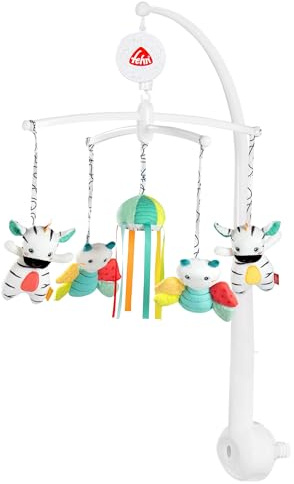 Fehn Musik-Mobile DoBabyDoo – Aufzieh-Mobile mit Spieluhr-Melodie | Melodie Mozarts Wiegenlied & Figuren zur Beschäftigung und Beruhigung – mit Bett-Befestigung für Babys von 0-5 Monaten