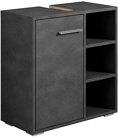 Badplaats B.V. Badezimmer Badmöbel Neptunes 60cm Dunkle grau - Unterschrank Badmöbelset Badschrank Schrank Waschbeckenunterschrank