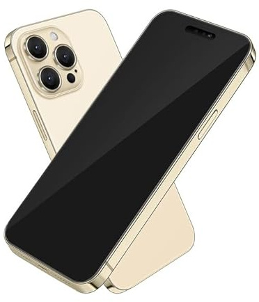 BORTAM Jouet Téléphone Portable Faux iPhone 14 Pro Max Or Écran Noir, Faux Jouets Téléphone Portable, Cadre en Métal, Plastique ABS, Coque de Téléphone, Phone Case