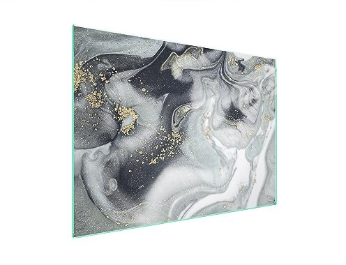 TMK ArtDeko Herdabdeckplatte 70x52 cm 1-teilig Ceranfeldabdeckung Induktion Herdschutz Spritzschutz Glasplatte Deko Schneidebrett, Marmor