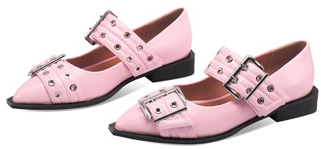 Bor Sint Ballerina Flats for Women Pointed Toe Flats With Studs Buckle Ballet Flats Comfortable low heeled flats