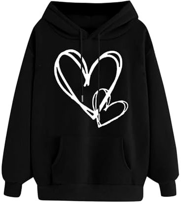 DKLOVIFU Kapuzenpullover Damen Herz Pullover Mädchen Hoodie Herbst Winter Pullover Sweatshirt mit Kapuze Pullover Sale Pullover Damen Sale Angebote