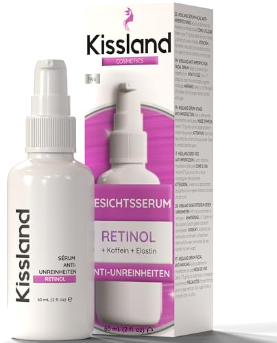 Retinol Serum Antiimperfektionen mit, Koffein und Elastin 60ml - Gesichtsserum für Unreine Haut Gesicht - Vitamina A Serum für Unreine Haut - Retinol Intense for Women für Poren Verkleinern
