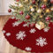 Betylifoy Falda del Árbol de Navidad de Punto 90cm Borgoña Con Copos de Nieve Rústico, Decoraciones para Casa de Campo y Hogar (Small-90CM)