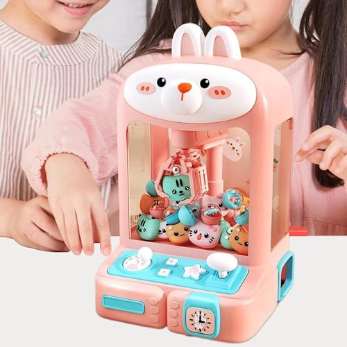 TYBEITAO Candy Grabber avec Lumières Et Musique,30 Peluches Et 10 Gashapons ， Candy Arcade pour Les Cadeaux De Fête d'anniversaire,Rabbit