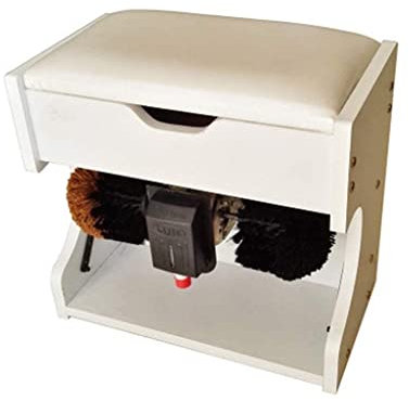 Cireuse à Chaussures électrique, cireuse à Chaussures électrique entièrement Automatique, cireuse à Chaussures électrique pour hôtels familiaux, banques, lieux publics (Couleur Bois 2) (Blanc)