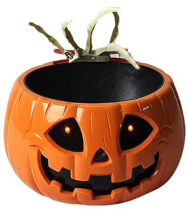 Sound Candy Dish - Candy Bowl Tricky Bowl | Halloween Candy Bowl | Large Capacity Candy Holder, Pumpkin Electric Candy Dish Horror Candy Dish with Skeleton Hand for Haunted House