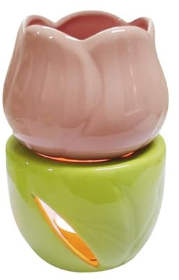Ceramic Candle Holder - Scented Oil for Burner A, Unique Shaped Aromatherapy Stove | Floral Fragrance Warmer with Teaspoon for Candles, Tea Light Holder