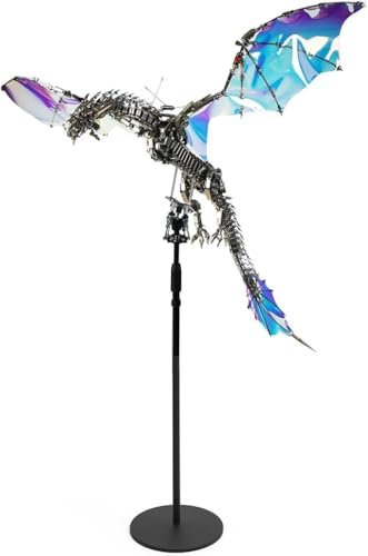 BuildCubes Drachen 3D Metall Puzzle für Erwachsene, Steampunk Puzzle Blutdürstiger Aurora Drache 3D Metall Modellbaukasten Mit Basis, 3000+PCS 3D Puzzle Tier DIY Bastelset Geschenk