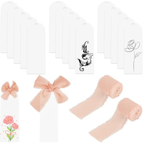SOFPLATE 20 Stück 6 x 2 Zoll Große Acryl Lesezeichen Große Menge Klare Leere Lesezeichen Transparente Acryl Lesezeichen Rohlinge Mit 5 m/5.5 Yards Band Bastel Lesezeichen Sets Für Leseliebhaber DIY Ba