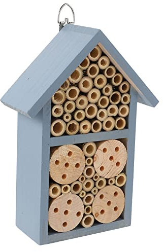 Toddmomy 1stück Dekoratives Insektenhaus Aus Holz Bemaltes Bienenhaus Für Garten Und Terrasse Hängend Für Wildbienen Und Schmetterlinge Farbenfrohes Outdoor-Accessoire Blau