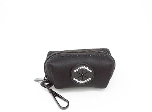 candyPet - Dispensador de Bolsas para Excrementos Perro, Portabolsas de Suave Neopreno, Accesorio Animales, con Mosquetón, Uso fácil y práctico, Negro