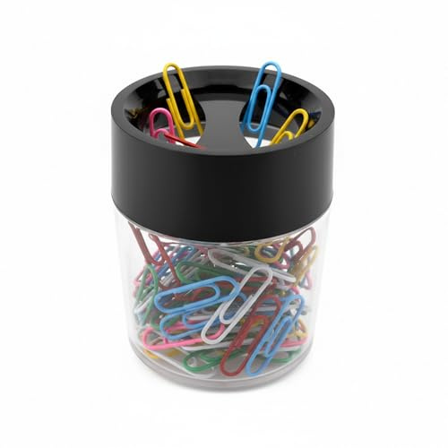 D.RECT Klammernspender Magnet-Klammernspender Büroklammerbox Büroklammerspender mit 100 Stück Büroklammern Rund