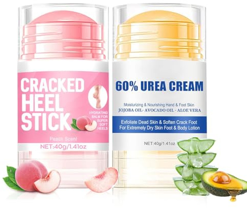 Set di 2 creme idratanti per piedi, per la riparazione di talloni, piedi idratanti e morbidi, crema per la riparazione di mani e piedi per uomini e donne (multicolore)