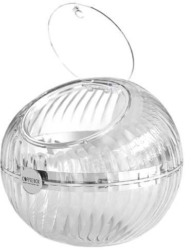 Muzrunq Contenitore per cialde di caffè, capacità, in plastica Trasparente, con Coperchio Antipolvere, Cestino portaoggetti per Ufficio, Cucina, bancone