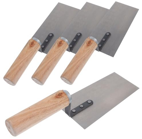 WOONEKY 4 pezzi Frattazzi Acciaio Inox con per Muratura e Finitura Intonaco Spatola per Stuccatura e Levigatura Strumenti Resistenti per Lavori Edili e Riparazioni Piccole