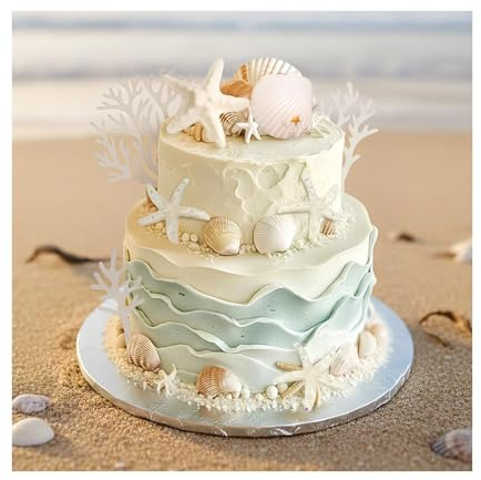 GIDWRIY Decoracion Tarta Oceano,Conchas de Mar Decoracion de Tartas Cumpleaños,Deco Marina Fiesta,Adornos para Pasteles Infantiles,Suministros Fiesta Cumpleaños,Cake Topper para Fiestas de Temática