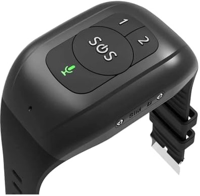 GPS Smart SOS Watch Real-Time Tracking Bracelet Health monitor Two-Way Phone Call Waterproof Fall Alert Tracker for Elderly(Black)
