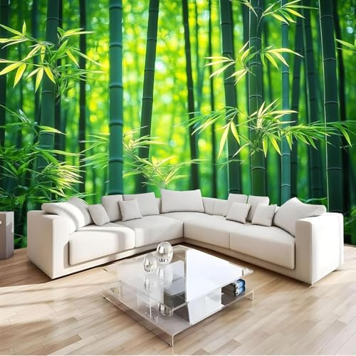 Fotomurales Decorativos Bambú Papel Pintado 350x256 cm 3D Mural Bambú Murales Póster Pared No Tejido Dormitorio Salón Paredes Decoración Fotomural Panorámico q.6132