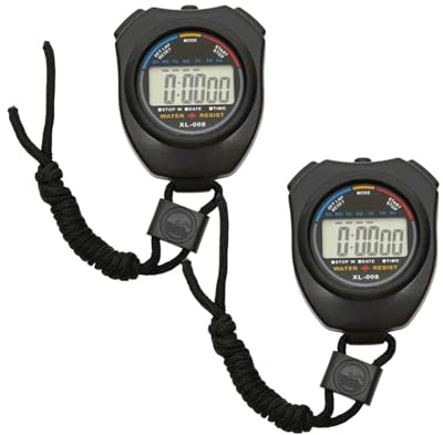 HERCHR 2er-Pack multifunktionaler elektronischer digitaler Sport-Stoppuhr-Timer mit digitalem Display, Stoppuhr, Countdown-Timer, Stoppuhr, tragbar für Baseball, Schwimmen
