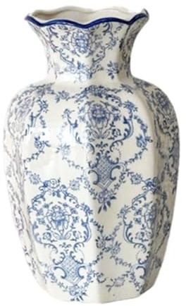 Gcljlmy Chinesische -Blumenvase, Pflanzentopf, Dekoration, Moderne, einzigartige blau-weiße Porzellanvase, Blumenarrangement für Hochzeiten (Begonie 10cmx24cm)