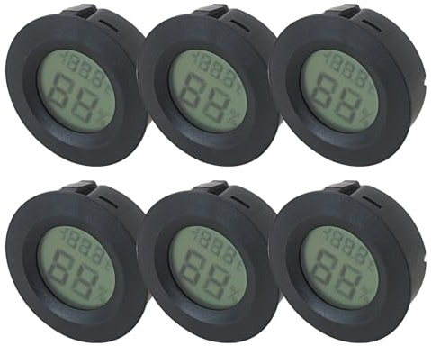 GTDSAOZG 6-Pack Round Mini Hygrometer Thermometer Digital LCD Monitor Indoor/Outdoor Humidity Meter Gauge Temperature for Humidifiers Greenhouse Reptile Fahrenheit(℉)/ Celsius(℃)