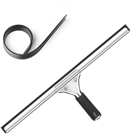 HARY 30cm Window Squeegee Stainless Cleaner Wiper for Streak-free Cleaning | with Rubber Blade, Non-Slip Handle Window Scraper, for Shower Screens Tiles Mirror Glass Car Window Cleaning Equipment