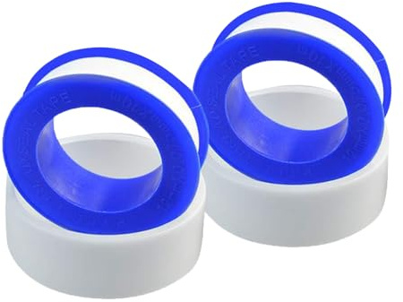 HeiTao 2 Pcs PTFE Thread Seal Tape for Plumbing | 15mm x 10m Rolls with Plastic Reels and Dust Covers for Pipes, Taps, Shower Heads and Hose Connections, White