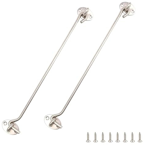 CHSEROK 2 Stück Sturmhaken 30 cm, Riegel Tür Silberner Edelstahl, mit Schrauben Riegelschloss, für Zuhause, Lager, Scheune