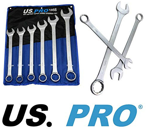 US PRO 6 Piece Super Jumbo Combination Spanner Set Wrench 33-50mm B1866