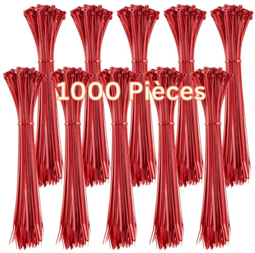 Gocableties Kabelbinder Rot 1000 Stück 300 x 4,8 mm UV-beständig | 22,2 kg Zugfestigkeit, UV-beständig