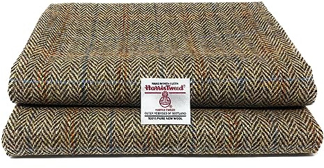 Harris Tweed Braun Fischgrätenmuster Authentischer Traditioneller Stoff aus 100% Reiner Wolle mit Echtheitsetiketten (Braun Fischgrätenmuster, 100 x 150cm)