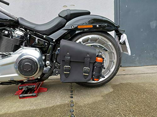 ORLETANOS Hulk SCHWARZ Seitentasche mit Flaschenhalter kompatibel mit Harley Davidson Softail Rahmentasche Schwinge Getränkehalter Schwingentasche Heritage Softail Slim Wildstar Dragstar