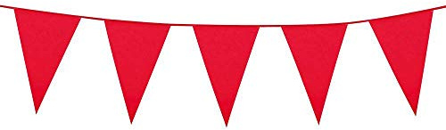 Boland 74704 - Mini-Wimpelkette, 1 Stück, Größe 11 x 14 x 300 cm, Rot, Fahnenkette, Hängedekoration, Foliengirlande, Mottoparty, Geburtstag, Karneval, Jubiläum, Kindergarten
