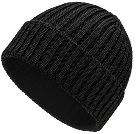 HANSA-FARM | Weiche Damen & Herren Alpaka Mütze aus 100% Alpaka Wolle in +14 Farben - Hochwertige Winter Strickmütze/Beanie Wollmütze - Schwarz