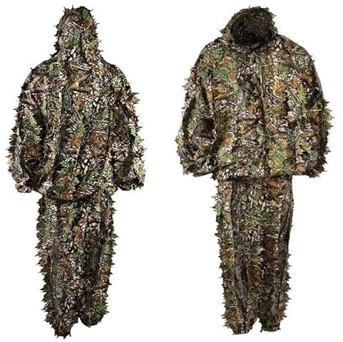Ghillie Suit 3D Camo Leaf Woodland Shooting/photography Camouflage Jacket And Trousers - Bird Watching Leaves Cover