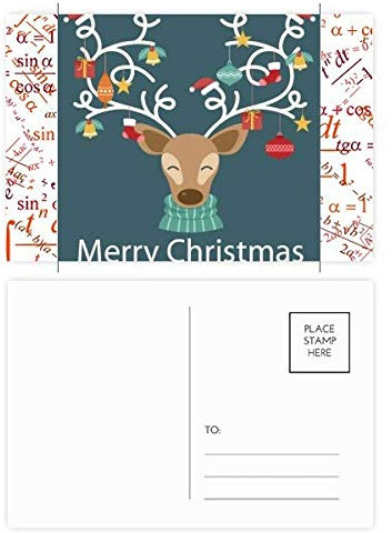 Weihnachts-Elch-Geschenk-Set mit Krücke, Glocke, Festival-Muster, Postkarten-Set, Danksagungskarte, Versandseite 20 Stück