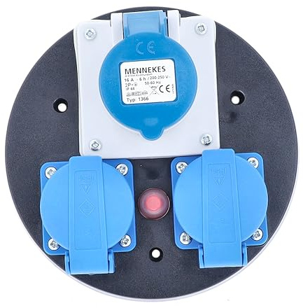 as - Schwabe 3-fach-Steckdoseneinsatz mit 2 Einbausteckdosen 230V/16A mit Klappdeckel, 1 CEE Steckdose 230V/16A/3polig mit Klappdeckel, abgesichert durch Thermoschutzschalter, IP44, Schwarz, 10976