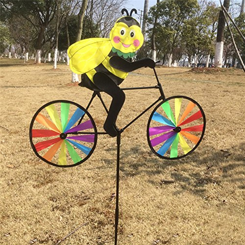 Buwei Mignon 3D Animal sur Vélo Moulin À Vent Whirligig Jardin Pelouse Cour Décor Vent Spinner